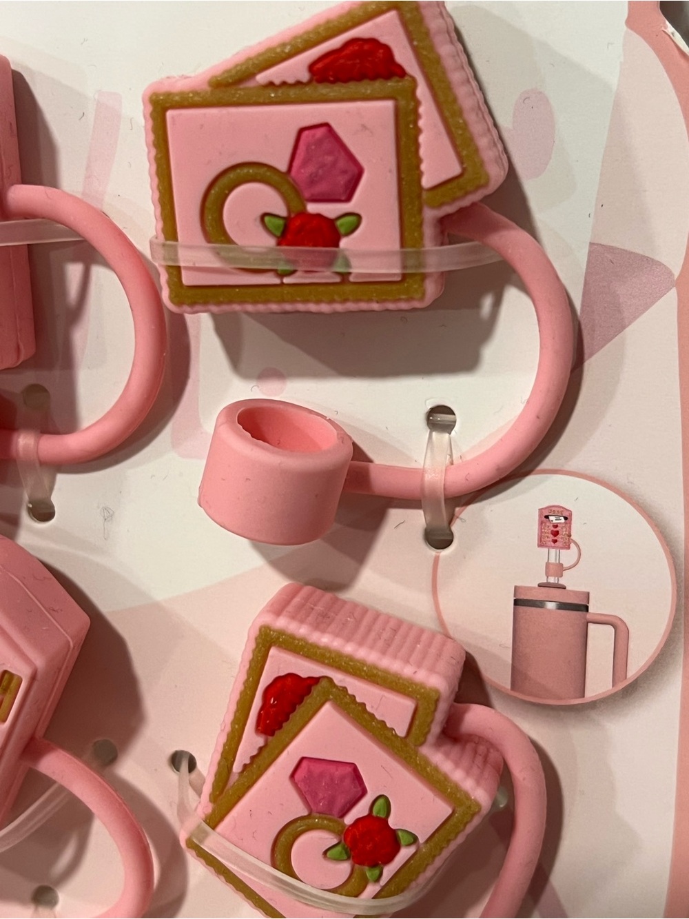 CWC Pink Valentine Straw Toppers - 6 Piece Set - Picture 4 of 4